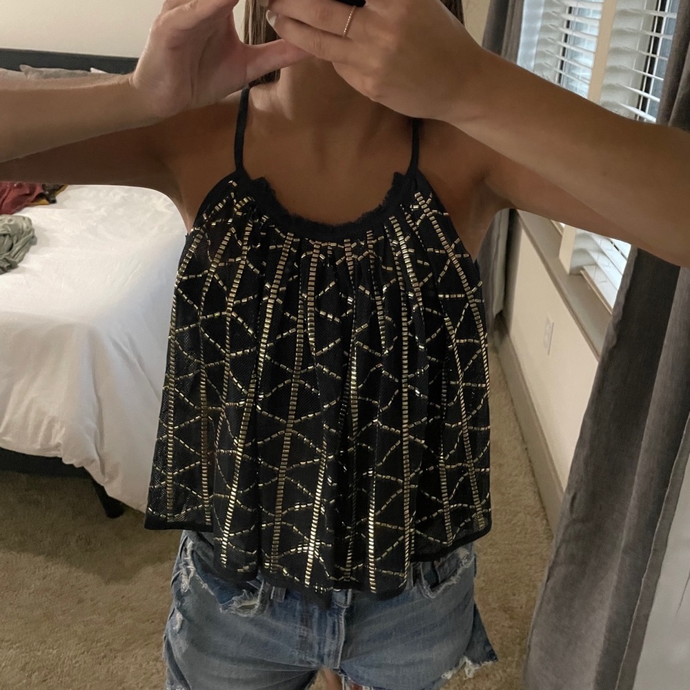 Black and gold detailed tank top